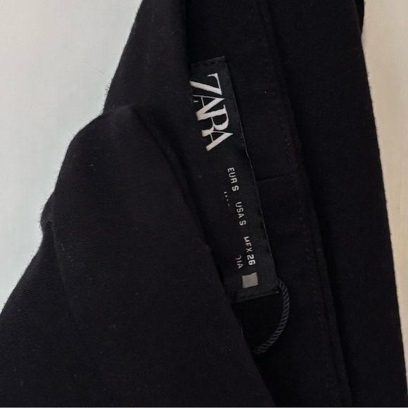 Zara| Classic Black Fit & Flare Wide Bottom Stretch Knit Pants Sz S - Picture 4 of 6